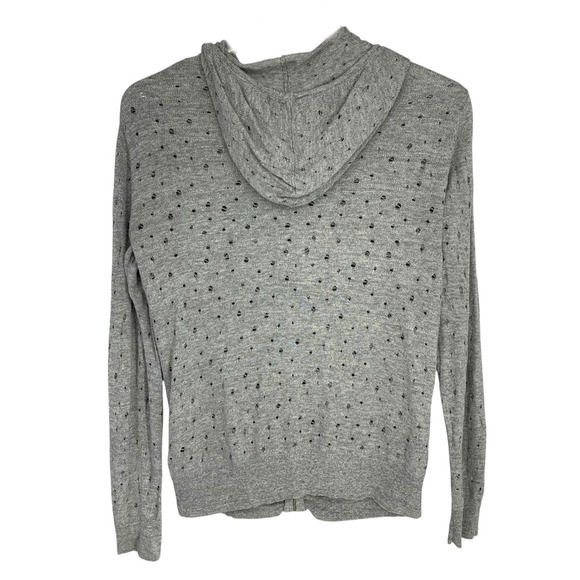 AllSaints Blink Hoody Jumper Unisex Sz XS Full Zip Distressed Ripped Linen Blend - Picture 8 of 8